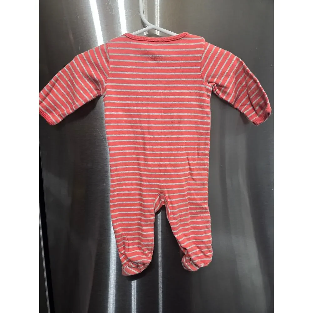 5/$15 Salmon and Gray Striped Dog Sleeper - Carter's - 3mo